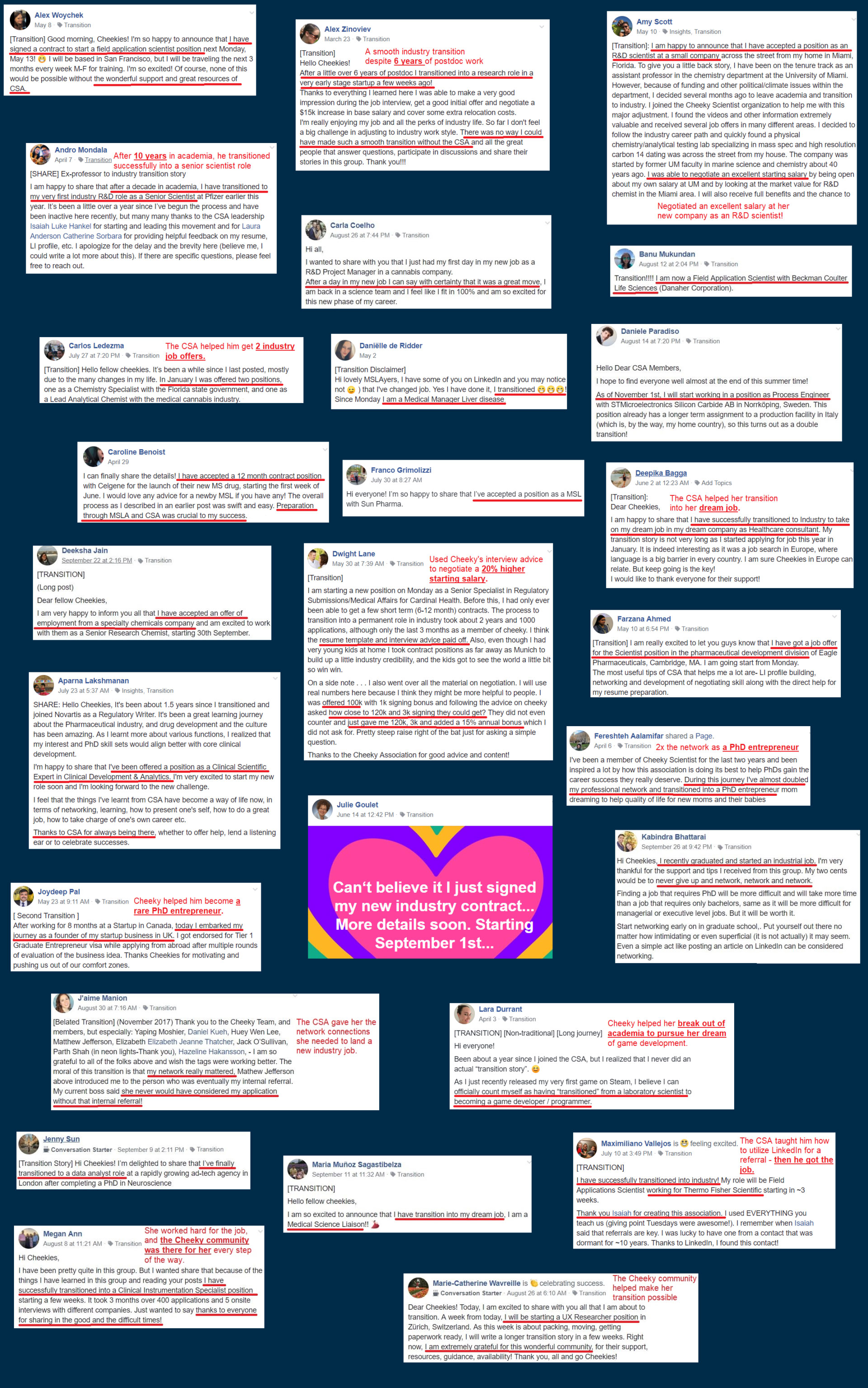 Collage of testimonials